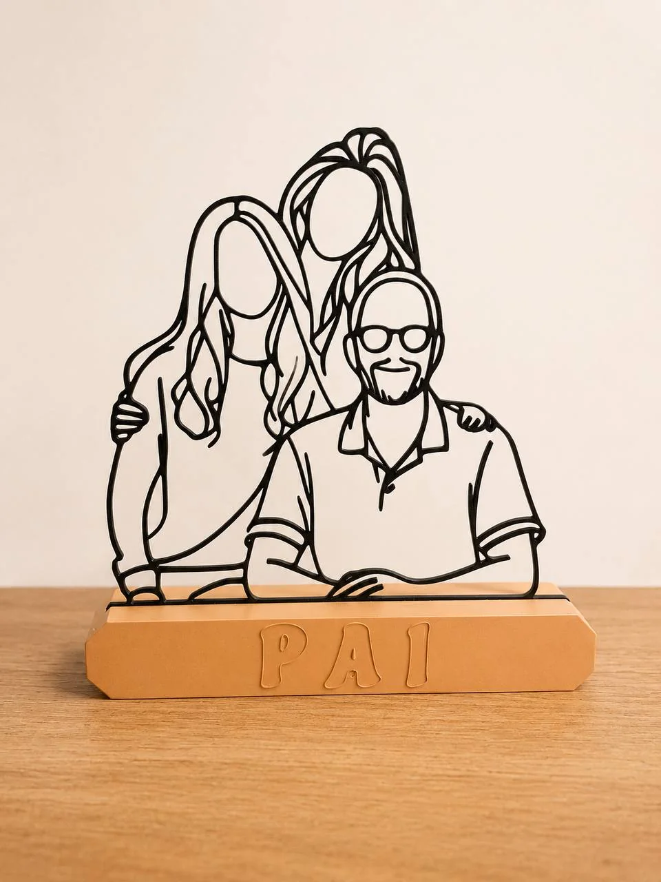 Retrato familiar personalizado em line art 3D